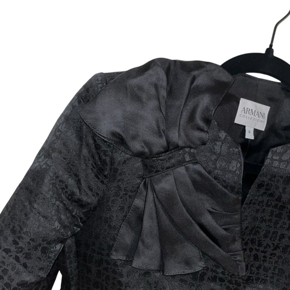 Armani Collezioni Black Textured Satin Jacket Blazer Women’s Size 6 Evening - Picture 2 of 6